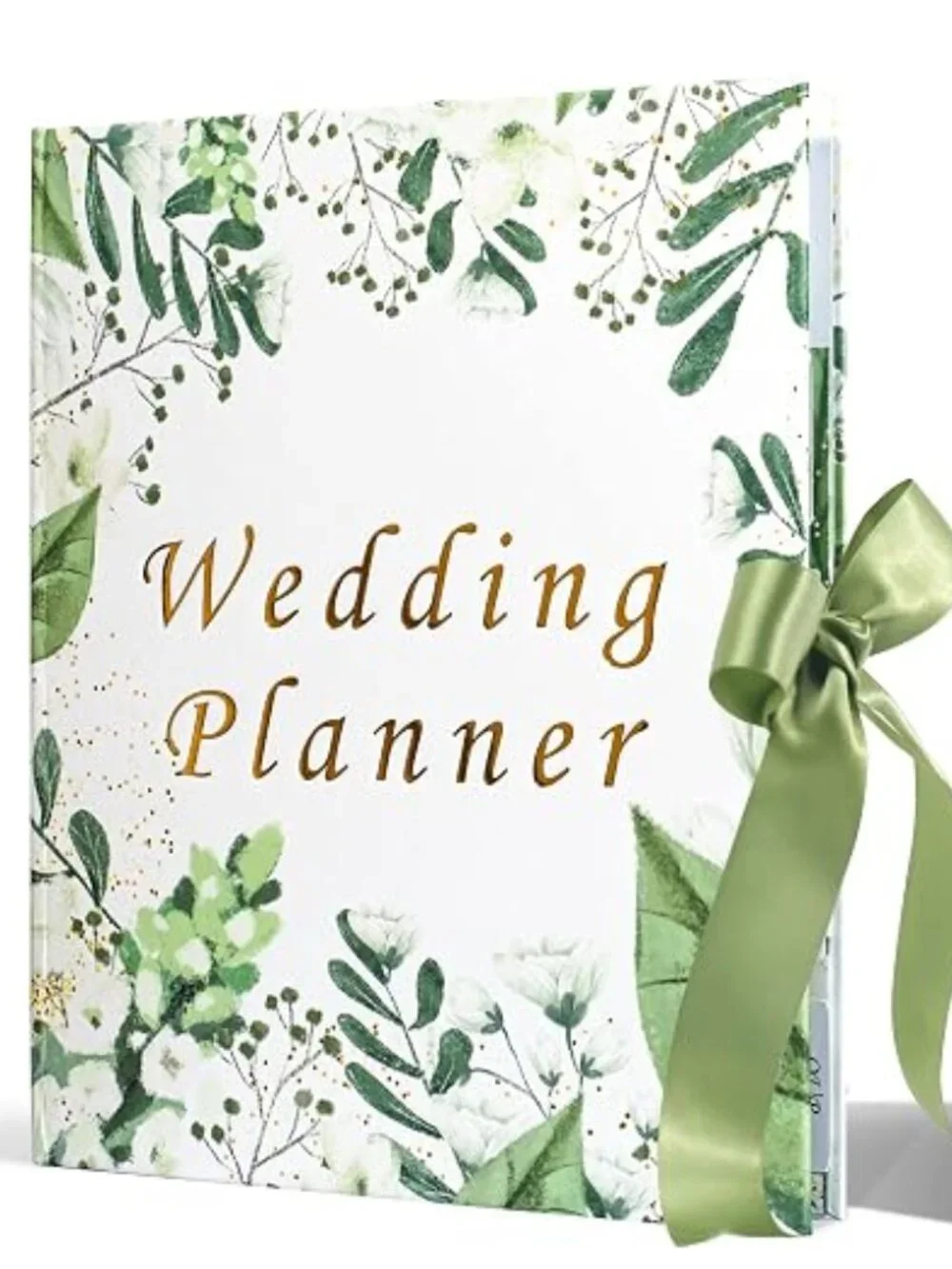 JueNi Wedding Planner Book Organizer Green Gold Leaves Bride Engagement Gift NIB